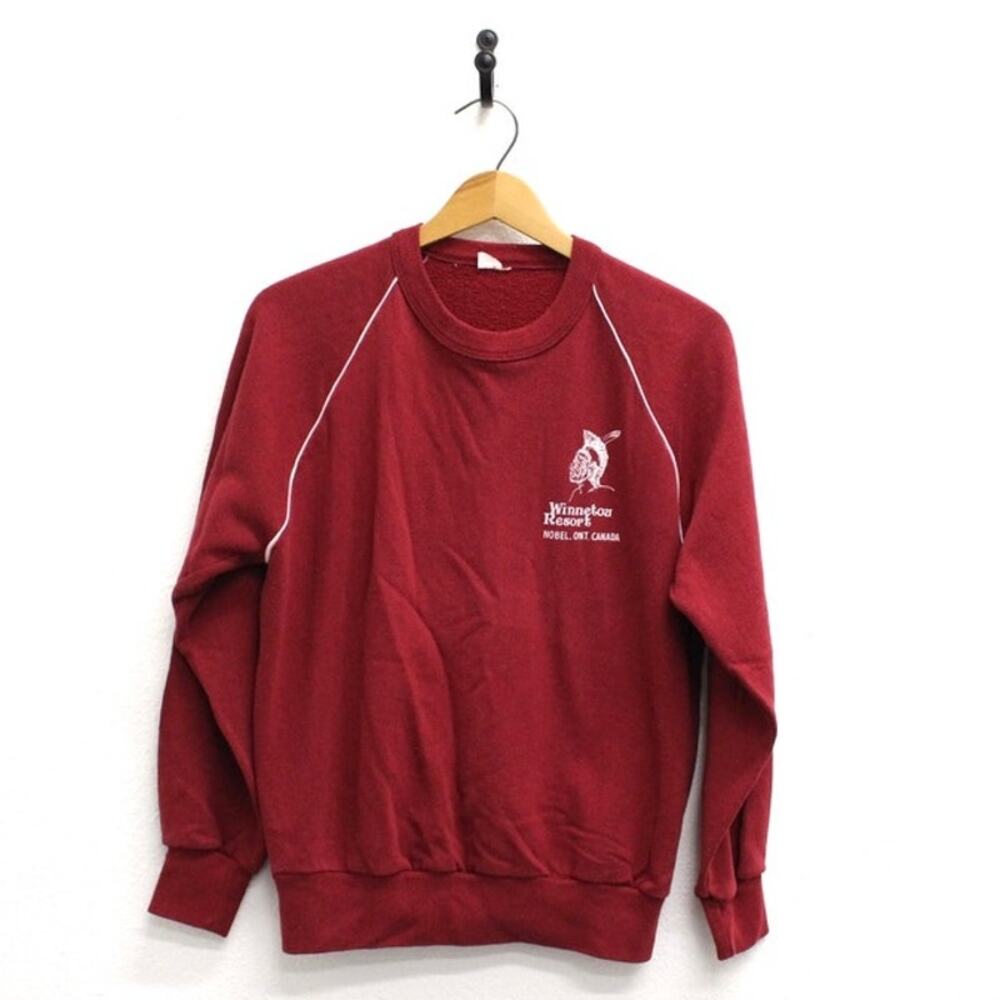 Vintage 80s Winnetou Resort Sweatshirt Maroon Small Ontario Canada
